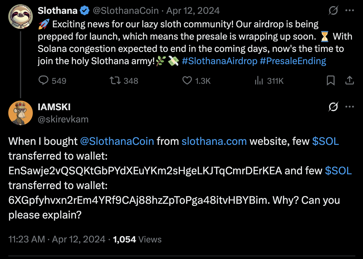 Slothana Presale Announcement